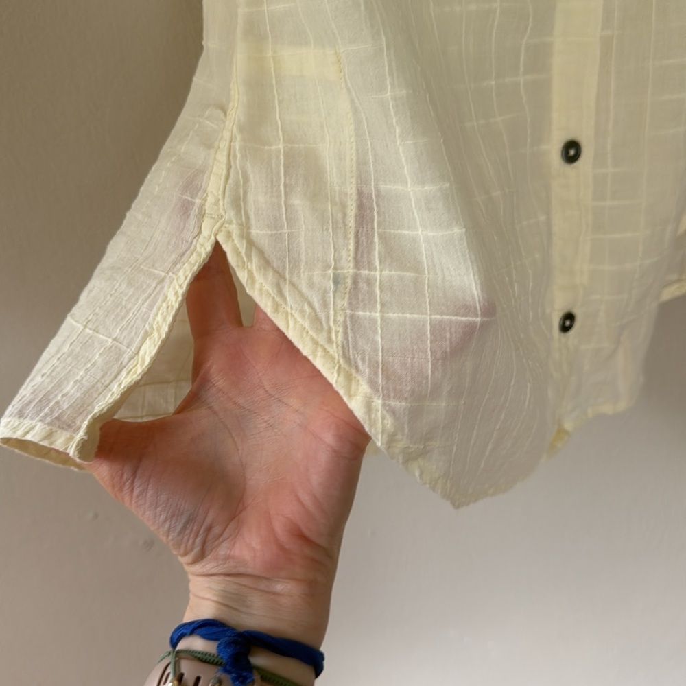 Columbia Light yellow grid design Sleeveless Blouse small - Picture 4 of 5